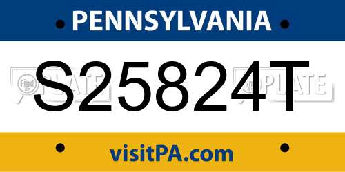 S25824T Pennsylvania License Plate
