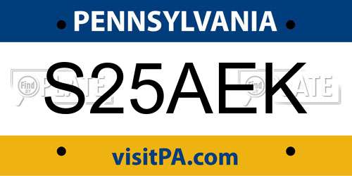 S25AEK Pennsylvania License Plate
