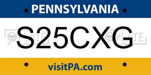 S25CXG Pennsylvania License Plate