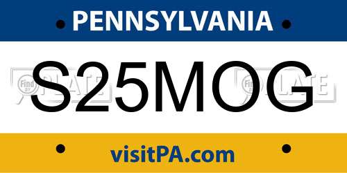 S25MOG Pennsylvania License Plate