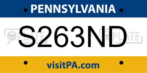 S263ND Pennsylvania License Plate