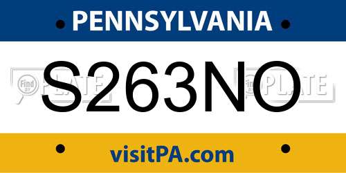 S263NO Pennsylvania License Plate