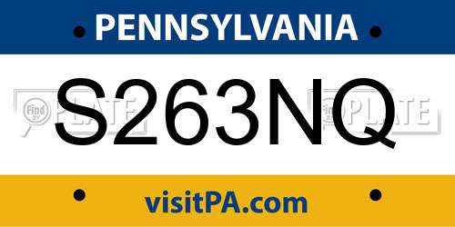 S263NQ Pennsylvania License Plate