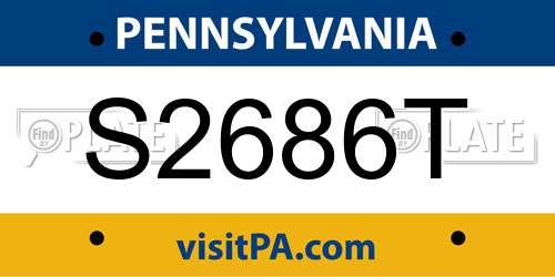 S2686T Pennsylvania License Plate
