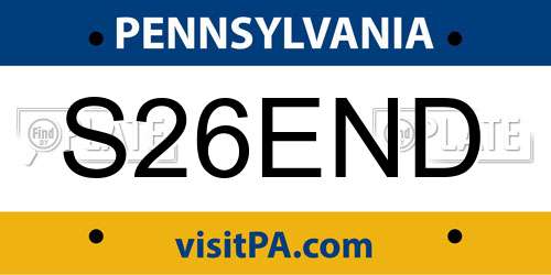 S26END Pennsylvania License Plate