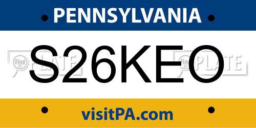 S26KEO Pennsylvania License Plate