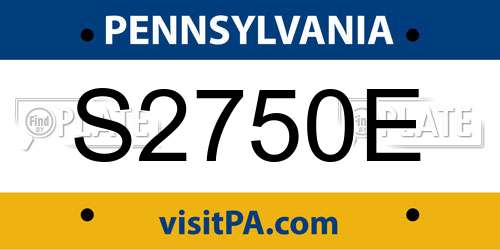 S2750E Pennsylvania License Plate