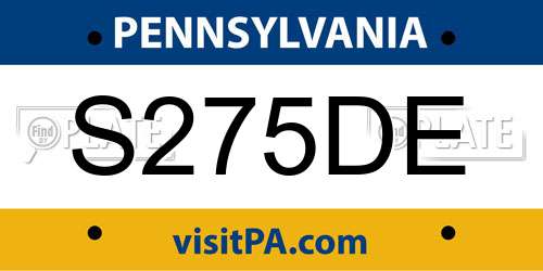 S275DE Pennsylvania License Plate