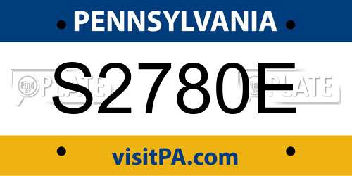 S2780E Pennsylvania License Plate