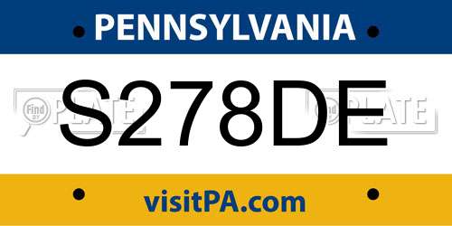 S278DE Pennsylvania License Plate