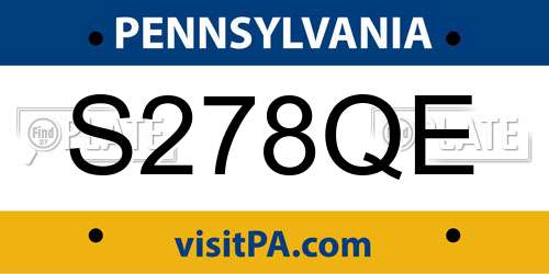 S278QE Pennsylvania License Plate