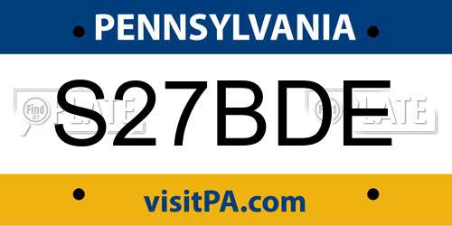 S27BDE Pennsylvania License Plate