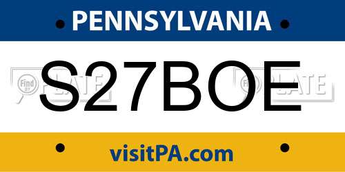 S27BOE Pennsylvania License Plate