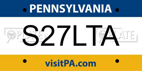 S27LTA Pennsylvania License Plate