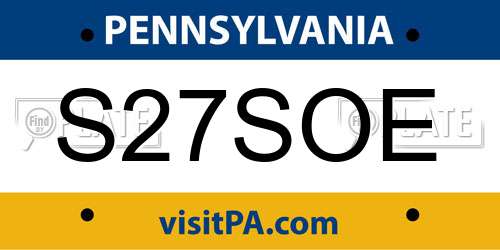 S27SOE Pennsylvania License Plate