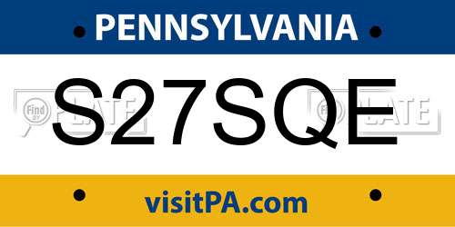 S27SQE Pennsylvania License Plate