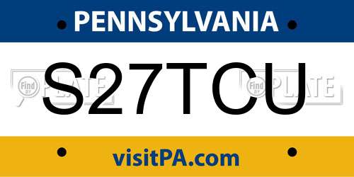 S27TCU Pennsylvania License Plate