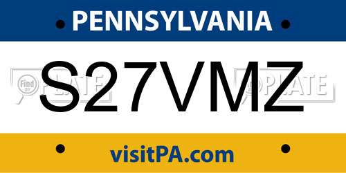 S27VMZ Pennsylvania License Plate