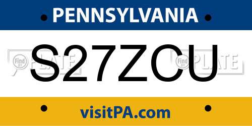 S27ZCU Pennsylvania License Plate