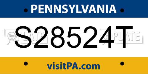 S28524T Pennsylvania License Plate
