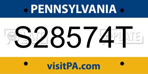 S28574T Pennsylvania License Plate
