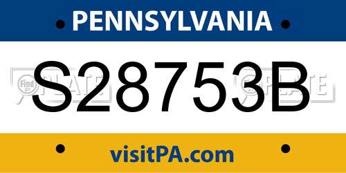 S28753B Pennsylvania License Plate