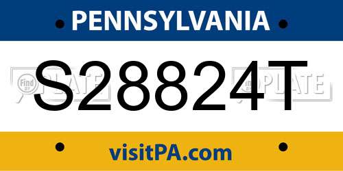 S28824T Pennsylvania License Plate