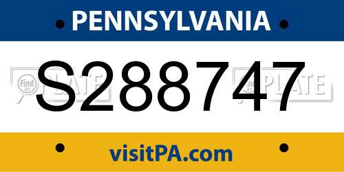 S288747 Pennsylvania License Plate