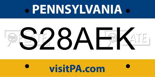 S28AEK Pennsylvania License Plate