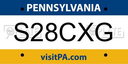 S28CXG Pennsylvania License Plate