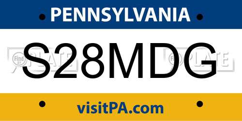 S28MDG Pennsylvania License Plate