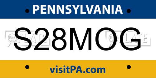 S28MOG Pennsylvania License Plate
