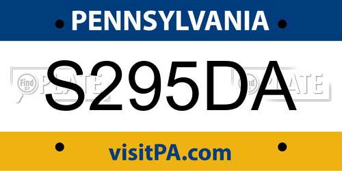 S295DA Pennsylvania License Plate