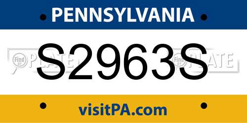S2963S Pennsylvania License Plate