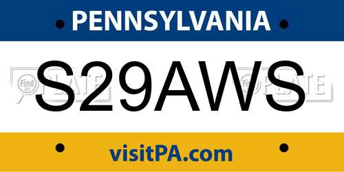 S29AWS Pennsylvania License Plate