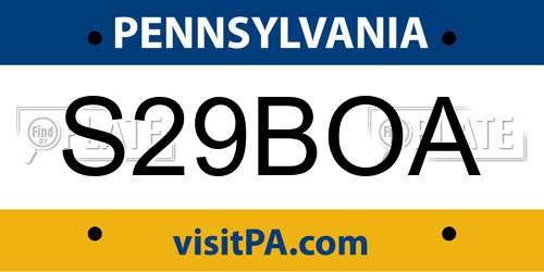 S29BOA Pennsylvania License Plate