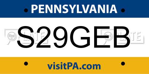 S29GEB Pennsylvania License Plate