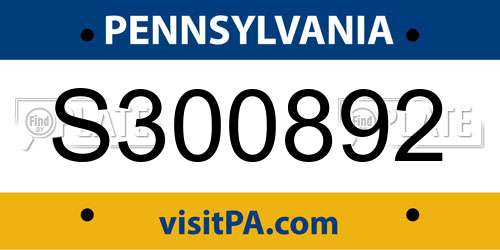 S300892 Pennsylvania License Plate