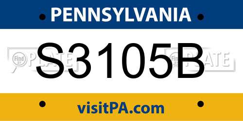 S3105B Pennsylvania License Plate