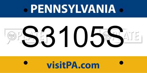 S3105S Pennsylvania License Plate