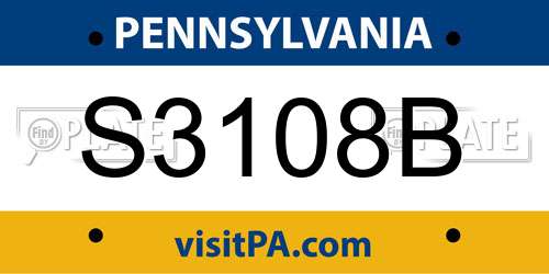 S3108B Pennsylvania License Plate