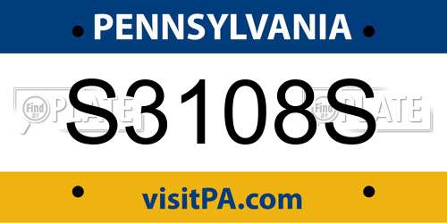 S3108S Pennsylvania License Plate
