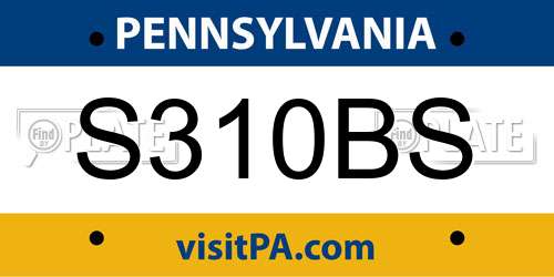 S310BS Pennsylvania License Plate