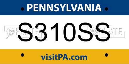 S310SS Pennsylvania License Plate