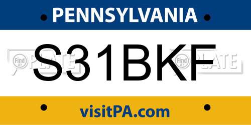 S31BKF Pennsylvania License Plate