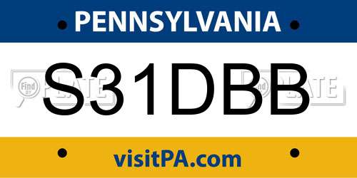 S31DBB Pennsylvania License Plate
