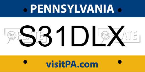 S31DLX Pennsylvania License Plate