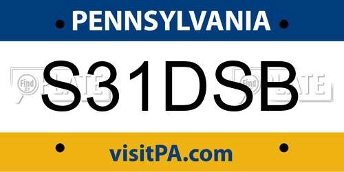 S31DSB Pennsylvania License Plate