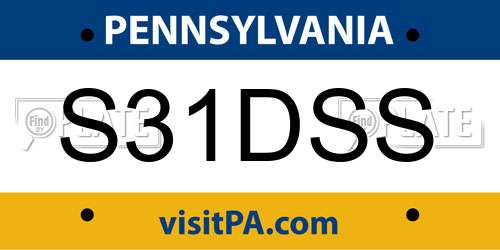 S31DSS Pennsylvania License Plate