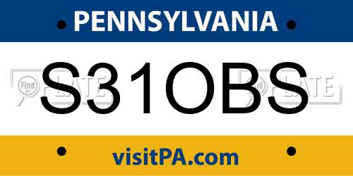 S31OBS Pennsylvania License Plate